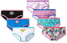 DC Comics Girls Underwear Multipack Briefs, 7-Pack Justice League Logo Hipster, 4 (Pack of 7)