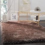 Plush Carpet Handwoven Shaggy Area Rug (12X18 Feet, Microfibre, Brown)