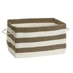 InterDesign Ellis, Hand Knit Bin with Handles for Clothing, Towels, Blankets, Magazines - Khaki/Ivory