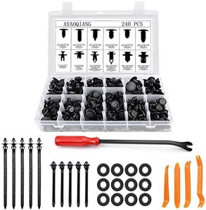 240 Pcs Car Push Retainer Kit and Free Fastener Remover,Assortment Universal Bumper Retainer Clips Push Type Retainers Set in Case Fits for GM Ford Toyota Honda Chrysler