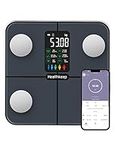 Healthkeep Smart Body Fat Scale with Large VA Display 15 Body Composition Metrics with Heart Rate Body Fat Smart Digital Bathroom Weighing Scale Compatible with iOS Android, Max 400lb/180kg, 28cm