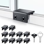 Window Locks for Sliding Windows - Sliding Window Lock Security with Keys - Adjustable Sliding Door Lock - Without Drilling Easv to Install Child Locks for Sliding Door,Patio Door(10 Sets Black)