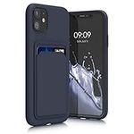 kwmobile Case Compatible with Apple iPhone 11 Case - TPU Phone Cover with Credit Card Holder - Dark Blue