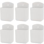 foxwake Remote Control Holder Wall Mount 6Pack, Hole-Free Storage Box for Tv Fan Light Air-Conditioner RV Table Small Adhesive Organizer for Bedroom Headboard Office Playroom White