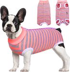 KUTKUT Small Dogs Cat Recovery Suit Post Surgery Shirt for Female and Male Dog, E-Collar Alternative Wound Protective Anti-Licking Clothes for Small Dogs (SIZE: M, Chest: 41cm)