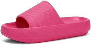DIRK Slides for Women and Men Sandals Pillow Slippers Shower shoes Cushioned Cloud Slides,Rose Red,7 Women/5 Men