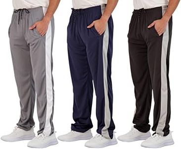 Real Essentials Big & Tall King Size Mens Men's Mesh Athletic Active Gym Workout Open Bottom Sweatpants Pockets Sports Training Track Running Casual Lounge Quick Dry Pants - Set 7, 4X,Pack of 3