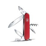 Victorinox Spartan Swiss Army Knife, Camping Pocket Knives, Medium, Multi Tool, 12 Functions, Blade, Bottle Opener, Red