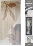 Decorative Beaded Door Curtain - Beige Autumn Leaves Design, 36 x 79 Inches, Natural Bamboo Beads for Doorways, Room Dividers and Home Decor - Handcrafted, Easy to Install