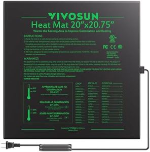 VIVOSUN Seedling Heat Mat for Germination and Indoor Gardening, PVC, Black, 50.8 x 52.7 cm, Far-Infrared Heating, Waterproof