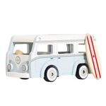 Le Toy Van - Cars & Construction Pretend Play Retro Wooden Holiday Campervan Toy Vintage Classic Style Play Set With Detachable Surfboard | Play Vehicle Role Play Toys - Suitable For 3 Year Old +