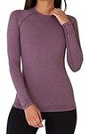 TCA Womens Thermal Tops Long Sleeve Compression Base Layer Running Gym Skiing Top - Prune, L