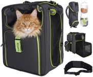 Set4Pets Expandable Cat Carrier Backpack for Cats & Small Dogs, Gray/Green