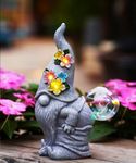 Nacome Solar Funny Gnome Statue for Garden: Outside Decor with Ball Lights Clearance for Yard Art Lawn Ornaments Porch Patio Balcony Home House - Birthday Gifts for Grandma Mom Women