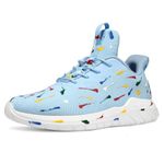 Soulsfeng Mens Running Shoes Lightweight Fashion Stylish Sports Workout Gym Tennis Walking Sneakers Size US 5.5-15, Blue-spray, 8.5