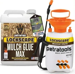 Petra Mulch Glue for Landscaping Sprayer Bundle, (1Gal Mulch Glue Max, 1 Gallon Pump Sprayer, Gloves), Mulch stabilizer Glue Concentrate - Glue Garden Sprayer with 2 Nozzles