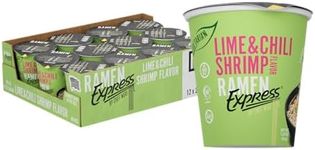 RAMEN EXPRESS Lime Chili Shrimp Flavor Ramen Cup Noodle, 2.25 Oz Each (Pack Of 12) | Animal-free Ramen Noodles | All Plant-based | Made in U.S. with finest American flour