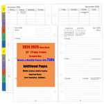 Academic Diary 2024 2025 Refill Personal Size, 1 Week on 2 Page with Monthly Tabs, Extra Notes, Contact, UK Holidays, Thicker Paper 100 gsm, 9.5x17.1cm, Weekly & Monthly Planner Insert