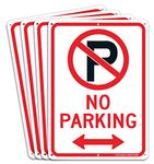 (4 Pack) No Parking Sign with Symbol with Arrows Sign, 10 x 7 Inches Reflective .40 Rust Free Aluminum, UV Protected, Weather Resistant, Waterproof, Durable Ink, Easy to Mount