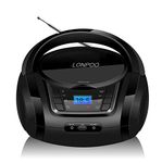 LONPOO Portable CD Reader Boombox Bluetooth Player/FM Radio/USB 2.0/AUX-IN/Headphone Output/Stereo Speaker /5 EQ (Black 3)