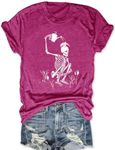 Halloween Shirts for Women Funny Watering Flowers Skull Graphic T Shirt Hippie T Shirt Cute Flowers Graphic Tee Rose M