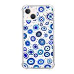 Yewjog Blue Evil Eyes Case Compatible with iPhone 15，Trendy Cool Teen Girl Women Boy Silicone Shockproof TPU Bumper Anti-scratch Protective Cover Case for iPhone 15