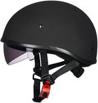 ILM Motorcycle Half Helmet with Sunshield Quick Release Strap Half Face Fit for Cruiser Scooter DOT Approved 883V (Matte Black, Medium)