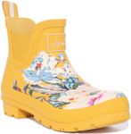 Joules Women's Wellibob Short Height Printed Wellies Rain Boot, Gold Floral, 9 UK