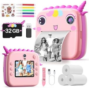 Skirfy Instant Camera for Kids With 32G TF Card, 3 Roll Print Paper, 48MP Digital Camera, Dual Lens - Birthday Gifts for Girls and Toddlers