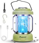 ASPECTEK 2-in-1 Portable Electric Bug Zapper and LED Lantern, IPX4 Weather-Resistant Mosquito Killer, Type-C Charging, Indoor and Outdoor Cordless Light for Camping, Patio and Garden - Green