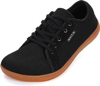 WHITIN Men's Extra Wide Width Fashion Barefoot Sneakers Zero Drop Sole W81 Size 11W Minimus Weightlifting Minimalist Tennis Shoes Walking Black Gum 44