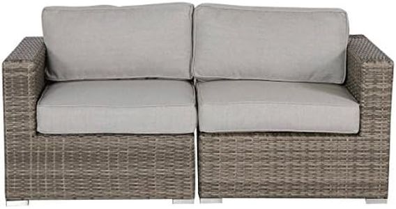 Living Source International Outdoor Furniture Patio Sofa Couch Garden, Backyard, Porch or Pool All-Weather Wicker with Thick Cushions [CM-4321] (2 Pieces Love seat, Verona Grey)