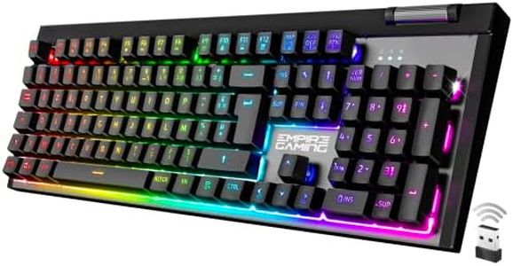 EMPIRE GAMING - Clavier Gaming RF-K308 Rechargeable sans Fil AZERTY (Layout Français) - Wireless Keyboard 2.4 GHz RGB - PC PS4 PS5 Xbox One/Series - Molette de Volume - 12 Touches Multimédia
