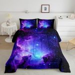 Feelyou Galaxy Comforter Set Outer Space Starry Sky Bedding Set for Boys Girls Teens Bedroom Decor Luxury Milky Way Comforter Ultra Soft Chic Blue Purple Duvet Set Full Size with 2 Pillow Case