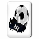 3dRose (LSP_223403_1) Image of Soccer Ball and Shoe Close Up Single Toggle Switch