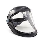 Jackson Safety MAXVIEW Face Shield, Ratcheting, Clear Tint, Anti-Fog, Black, 14201 (Remove Protective Film Before Use)