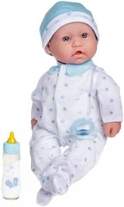 JC TOYS- Muñeca La Baby de 40 cm Tiene Cuerpo Blando y Lavable, biberón mágico y Chupete, Azul, diseñado en España, +12 Meses