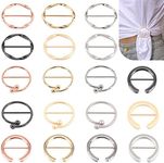 Tanstic 18Pcs 3 Types 6 Colors Scarf Ring Clips Metal T Shirt Clips T-shirt Tie Clips Ring Buckles for Women Clothing Scarf Embellish, Multicolor, 3.5/3.7/3.8cm