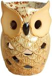 MONMOB 4.7 Inch Ceramic Owl Oil Warmer Aromatherapy Burner/Tea Light Candle Holder Oil Burner/Essential Oil Warmer Candle Holder/Wax Warmer, Ceramic, A, 8.5*8.5*12.5/9*9*12