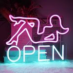 CKTBLEY Open Neon Sign Bar LED Sign Pink Lady Neon Signs for Wall Decor Open Neon Light Blue Neon Wall Sign Light Up Sign for Bar Restaurant Hotel Shop Club Decor Party Sign Wall Art