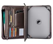 Handmade Genuine Leather Business Portfolio by Jaald | Professional Organizer Men & Women | Durable Leather Padfolio with Sleeves for documents & Notepad Compatible with Ipad pro 12.9"