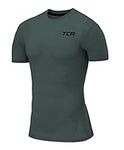 TCA Boys' Pro Performance Compression Base Layer Short Sleeve Thermal Top - Darkest Spruce, 10-12 Years