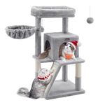 FEANDREA Cat Tree, Cat Tower, Widened Perch for Large Cats, Light Grey PCT51W