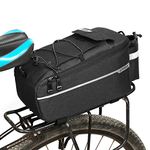 Lixada Insulated Trunk Cooler Bag for Warm Or Cold Items Bicycle Rear Rack Storage Luggage Reflective MTB Bike Pannier Bag One Size Black