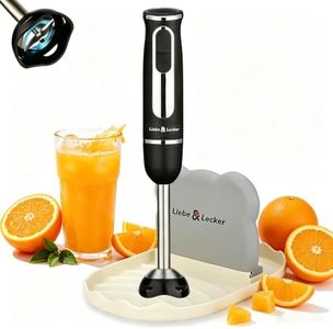 Liebe&Lecker Immersion Blender Handheld, 300W Stick Blender with Spoon Rest & Lid Holder, 2-Speed Electric Mixer for Soups, Smoothies, Purees & Baby Food, Stainless Steel Blades (Black)