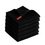 SFTXEY 100% Cotton Kitchen Dish Cloths, 10-Pack Waffle Weave Dish Towels, Ultra Soft Absorbent Quick Drying for Kitchen Towels Set Dish Rags, 12x12 Inches(Black)