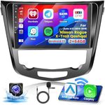 Inefala 2+64G Android 13 CarPlay Car Stereo Radio for Nissan Rogue X-Trail Qashqai (Auto A/C) 2014-2018, 10.1'' HD Touch Screen with Android Auto, AHD Backup Camera, Mirror Link, GPS, WiFi, FM RDS