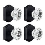 CLCTK 4 Pack Glass Dummy Door Knobs, Inactive Crystal Half-Dummy Door Knobs for Closet/Bifold, Matte Black