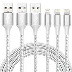 iPhone Charger Lightning Cable【3Pack 6FT】iPhone Charger Cord, MFi Certified iPhone Cable Fast Charging & Syncing iPhone Charging Cable Braided Nylon, Compatible with iPhone 13 12 Pro 12 11 XS MAX XR X 8 8 Plus 7 6S, iPad Mini/Air, iPod, Airpods.