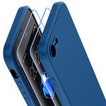 Losvick Case for iPhone SE 2022 /SE 2020, iPhone 8 Case, iPhone 7 Case with 2 x Tempered Screen Protector, Liquid Silicone Soft Shockproof Bumper Phone Case for iPhone SE / 8/7 - Midnight Blue